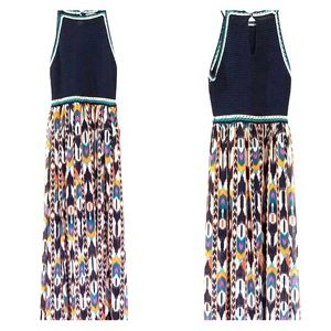 Crochet Top / Colorful Arrow Printed Maxi Dress